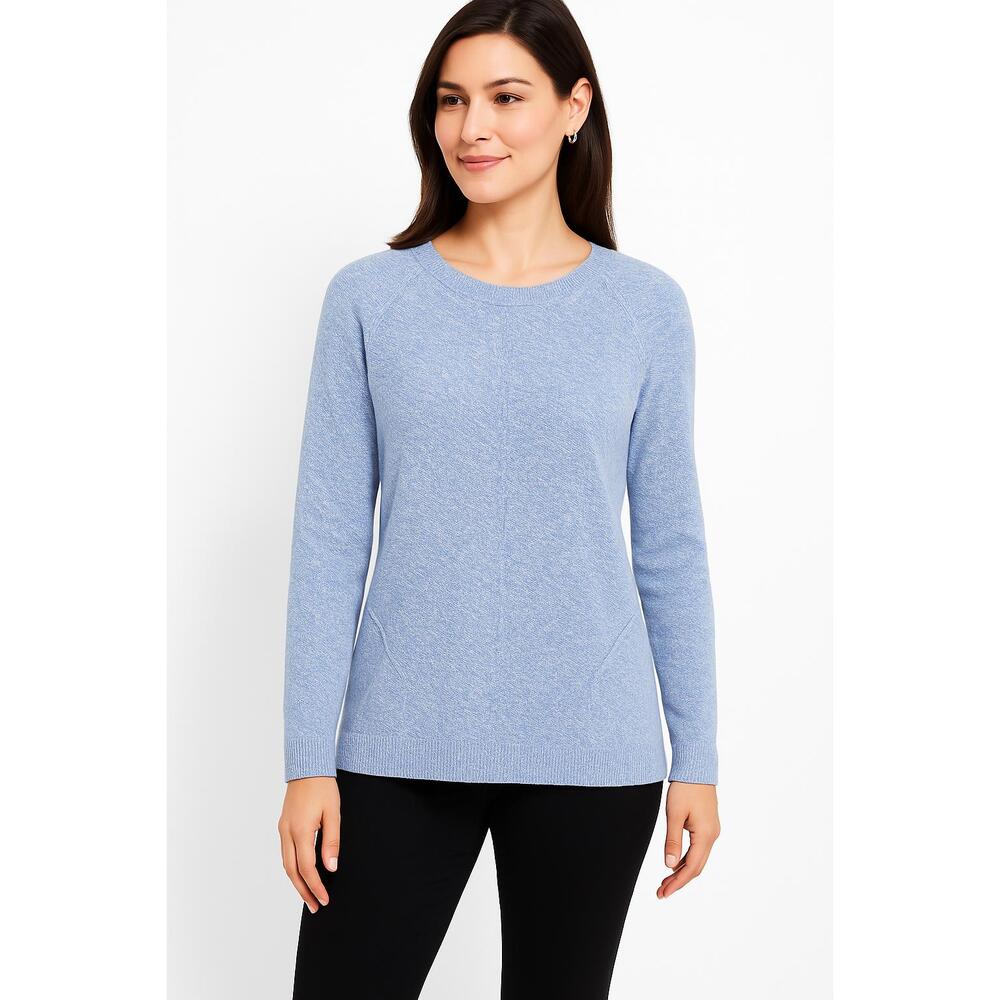 Talbots Women's Knit Sweater Size Medium Blue White Lightweight Classic Casual - Picture 1 of 14